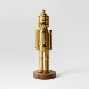 Christmas Nutcracker Gold with Wood Base  - Threshold